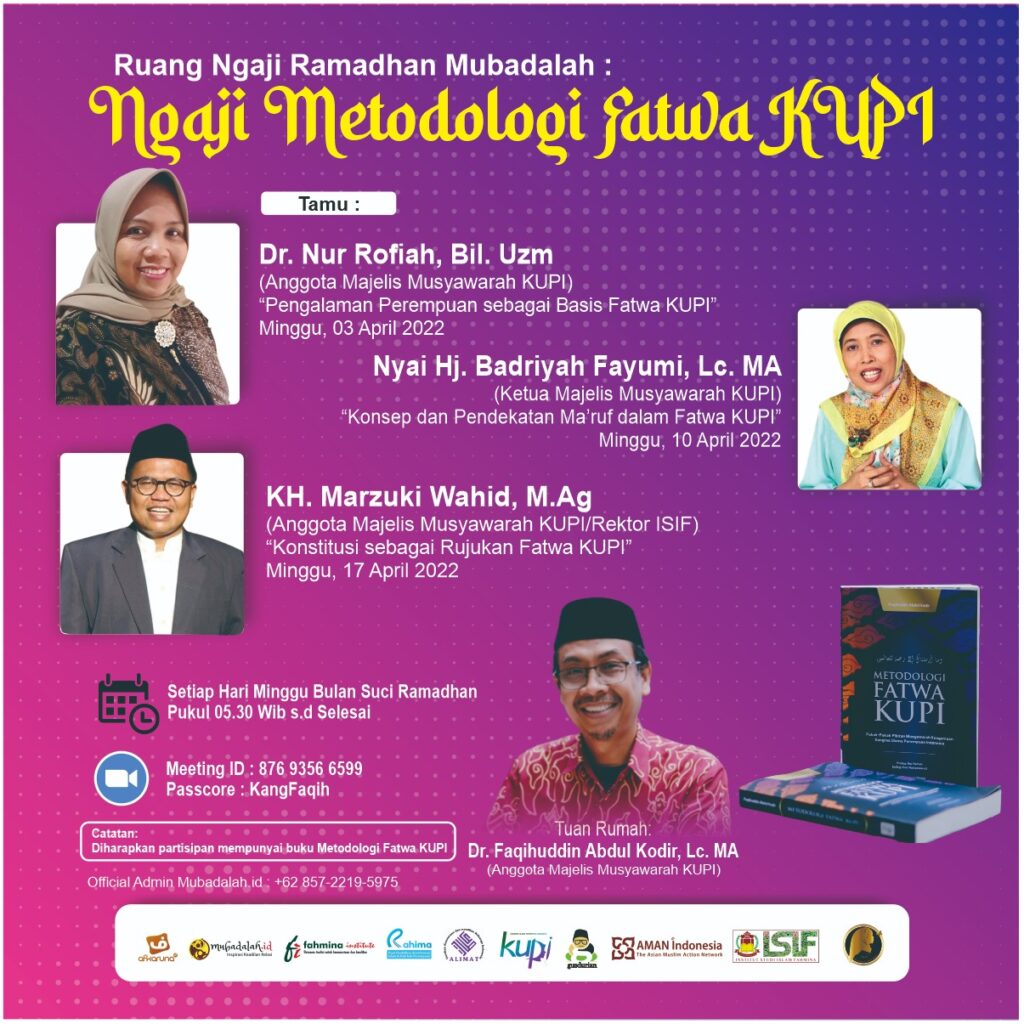 Yuk Ikuti Ngaji Metodologi Fatwa KUPI, Berikut Jadwalnya